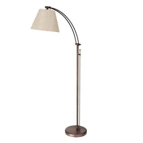 Dainolite Felix Adjustable Floor Lamp Oil Brushed Bronze Flax Empire Shade Rotary Dimmer Switch|Lampe à pied Felix réglable de Dainolite avec abat-jour empire lin, gradateur rotatif et fini bronzé brossé huilé