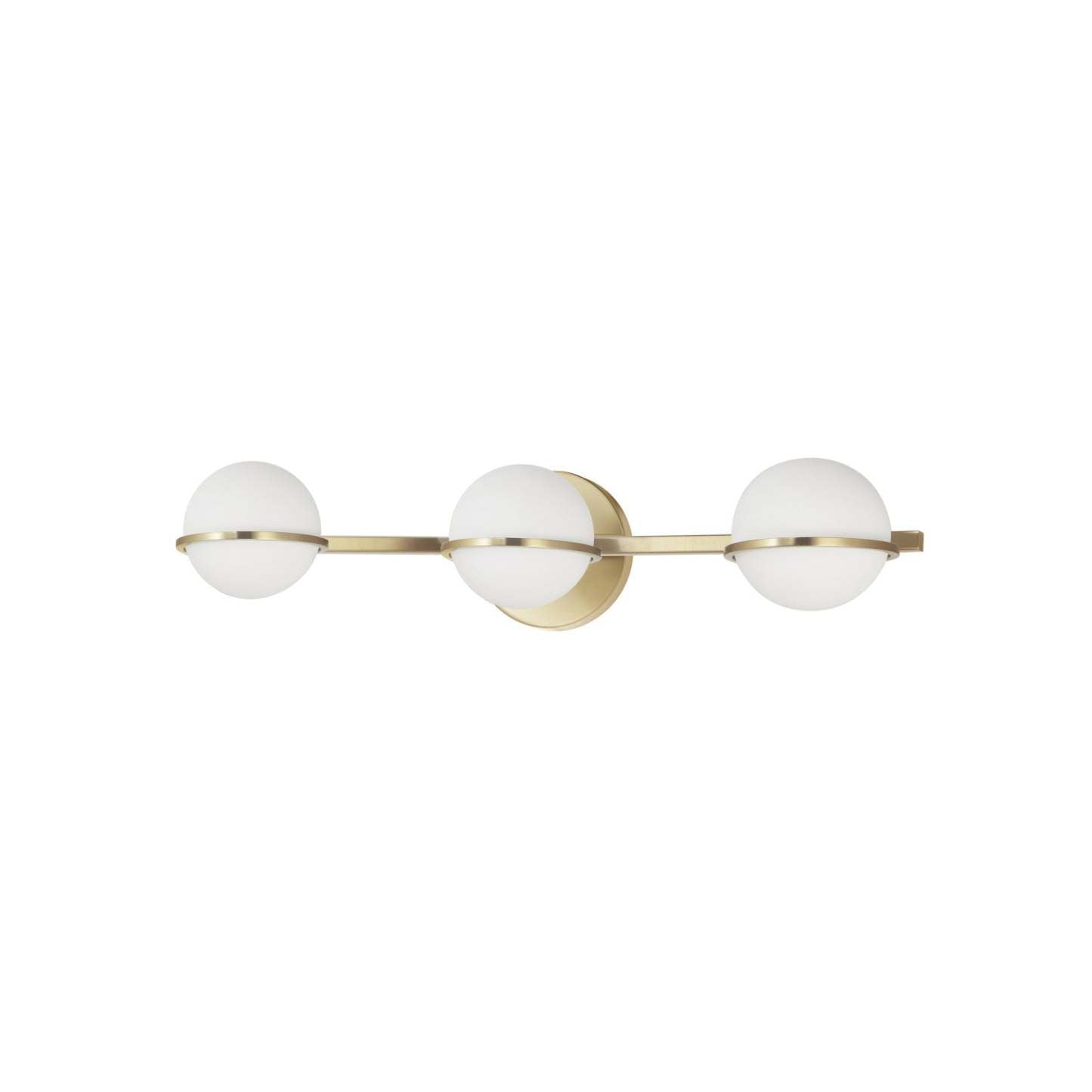 Dainolite Sofia 3 Light Vanity Light Aged Brass White Opal Glass Lamp|Lumière de coiffeuse Sofia de Dainolite en verre blanc opale, avec fini laiton vieilli et 3 ampoules