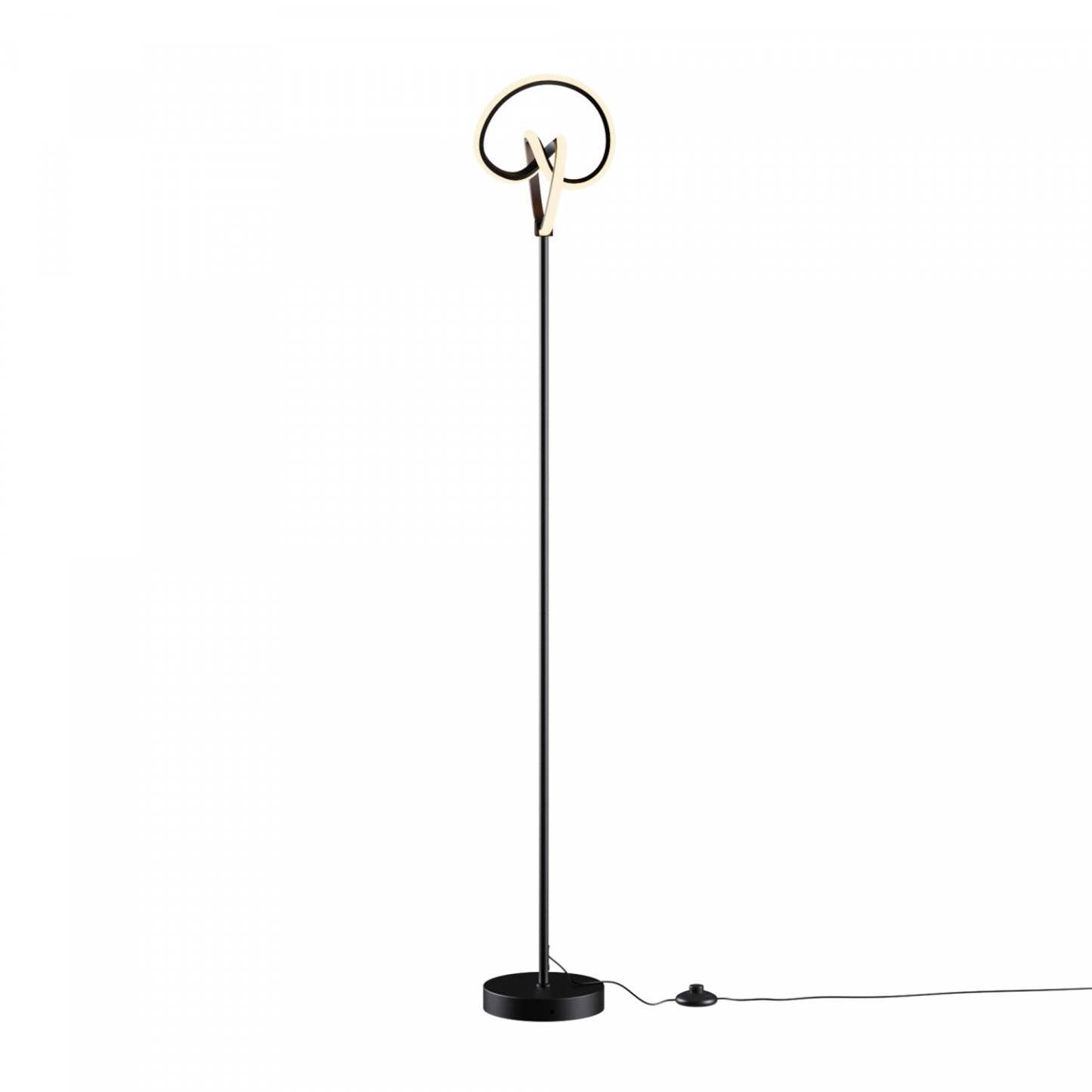 58 Lampadaire LED Design Cercle Torsadé Noir Mat | Lampe à pied à conception circulaire tordue à DEL de 58 po noir mat