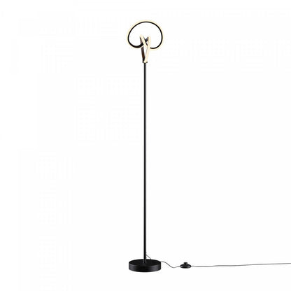 58 Lampadaire LED Design Cercle Torsadé Noir Mat | Lampe à pied à conception circulaire tordue à DEL de 58 po noir mat