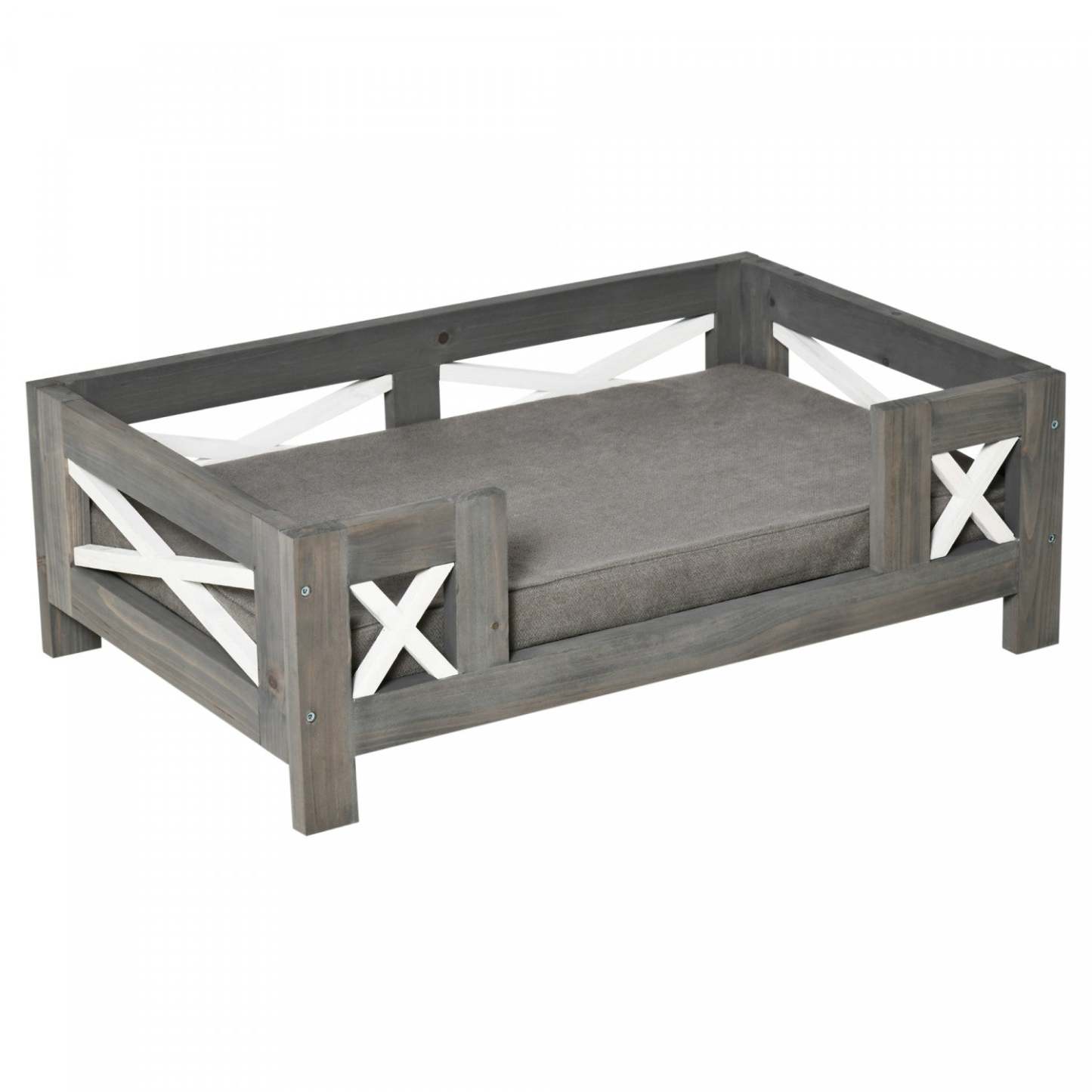 Pawhut Lit Sureleve Pour Chien, Style Canape Pour Animal De Compagnie, Canape Moderne Pour Chat, Avec Coussin Doux, Housse Lavable