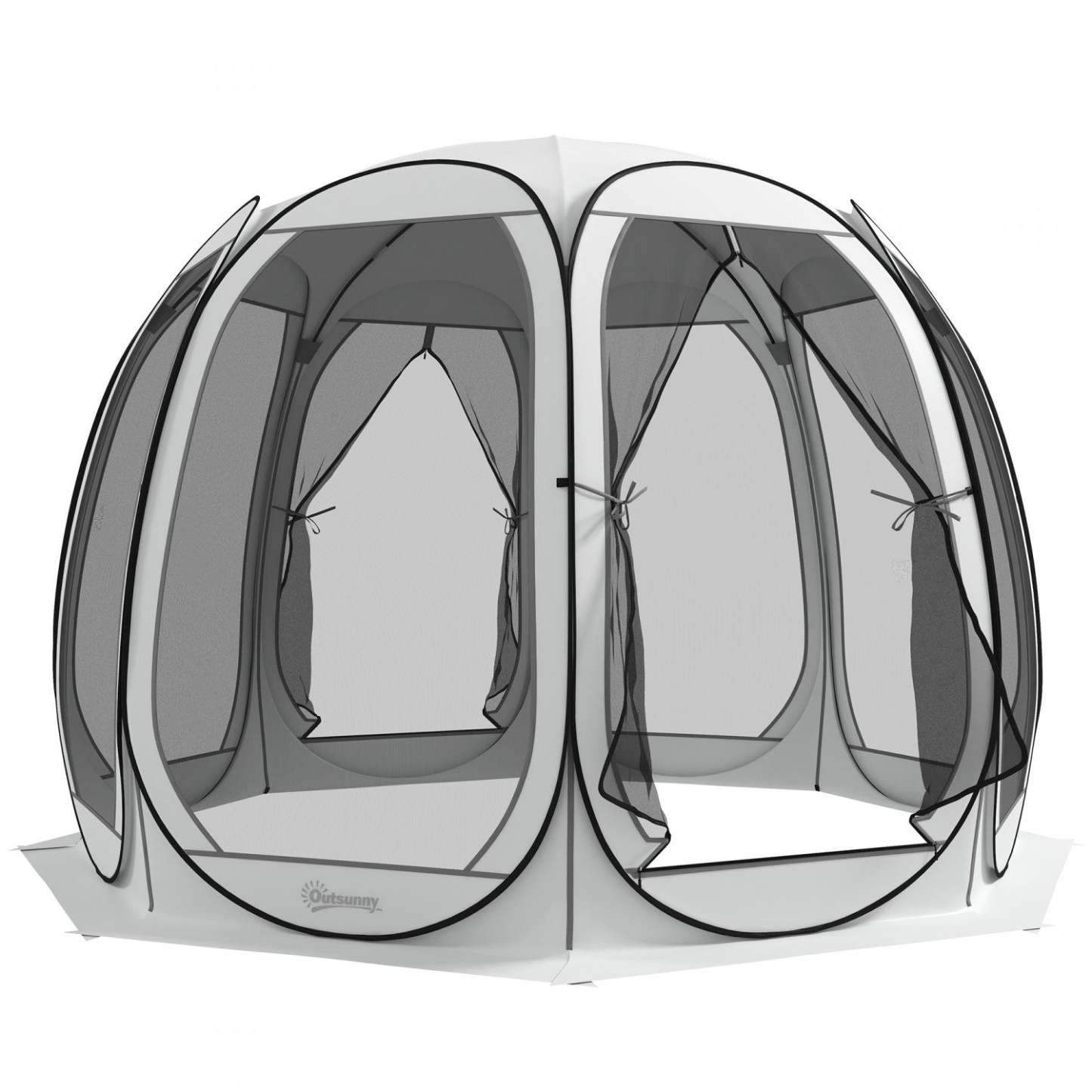 Tente moustiquaire Outsunny 11' X 11,5', tonnelle escamotable avec 2 portes, blanc crème|Outsunny Tente Moustiquaire, Tonnelle Escamotable Avec 2 Portes, Crème