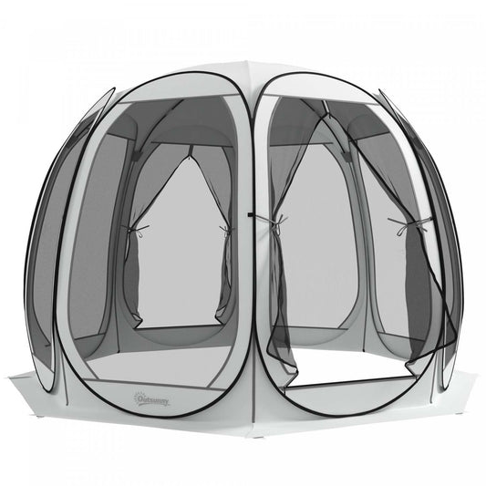 Tente moustiquaire Outsunny 11' X 11,5', tonnelle escamotable avec 2 portes, blanc crème|Outsunny Tente Moustiquaire, Tonnelle Escamotable Avec 2 Portes, Crème