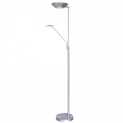 Dainolite Mother &amp; Son LED Lampadaire Satin Chrome/Polished Chrome Finish|Lampe à pied Mother &amp; Son de Dainolite avec fini chrome satiné et poli et ampoule à DEL