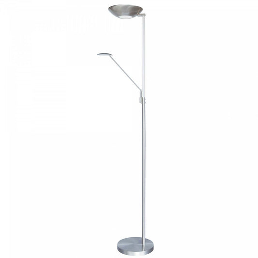 Dainolite Mother &amp; Son LED Lampadaire Satin Chrome/Polished Chrome Finish|Lampe à pied Mother &amp; Son de Dainolite avec fini chrome satiné et poli et ampoule à DEL