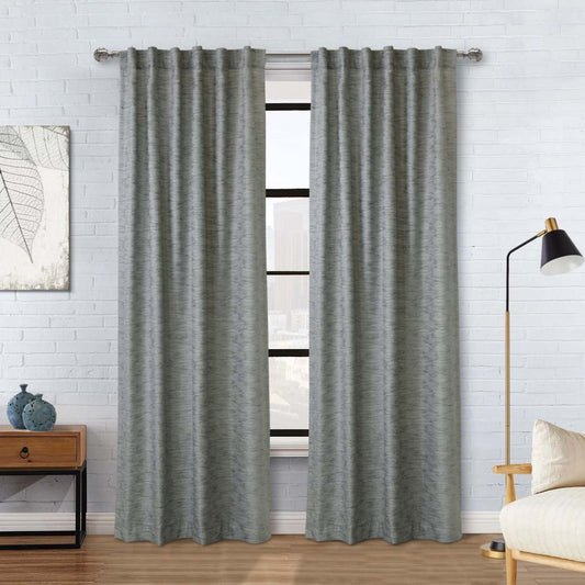 Habitat Odessa Grey Light Filtering Dual Header Curtain Panel - 52 x 84|Panneau de rideau filtrant la lumière Odessa gris à double tête d’Habitat - 52 x 84