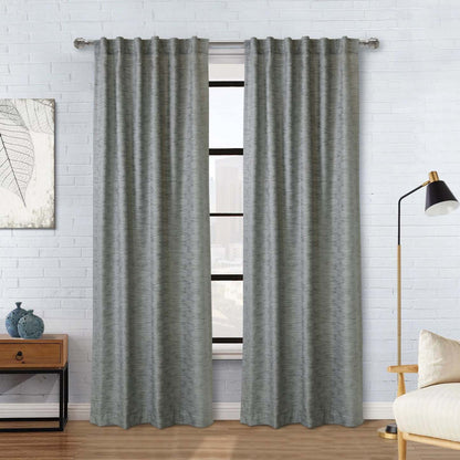 Habitat Odessa Grey Light Filtering Dual Header Curtain Panel - 52 x 108|Panneau de rideau filtrant la lumière Odessa gris à double têtes d’Habitat - 52 x 108