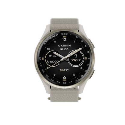 Garmin Approach S50 Amoled Montre Intelligente de Golf - Gps, 43 000 Parcours Préchargés | Aluminium Crème Or Bez