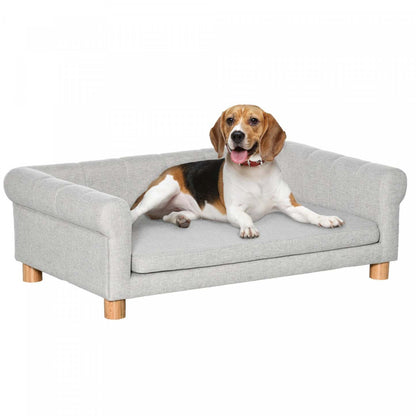 Pawhut Canapé Moderne Pour Chat Ou Chien Moyen Grand Avec Coussin De Siège Amovible, Gris Clair