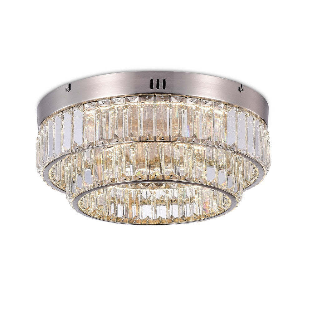 Stella Two-Tier LED Satin Nickel Flush Mount|Plafonnier affleuré à 2 niveaux Stella nickel satiné à DEL|D06HANS9