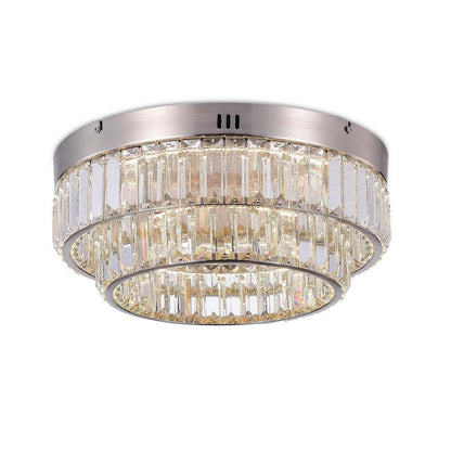 Stella Two-Tier LED Satin Nickel Flush Mount|Plafonnier affleuré à 2 niveaux Stella nickel satiné à DEL|D06HANS9