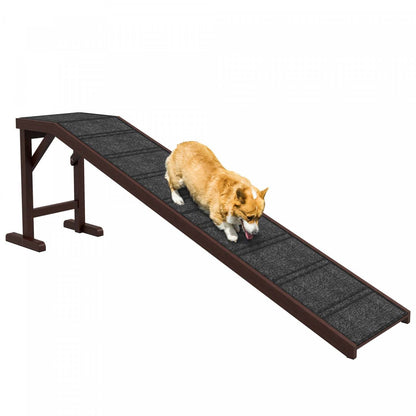 Pawhut Marches De Lit De Rampe Pour Animaux De Compagnie Pour Chiens, Chats, Plate-forme De Tapis Antidérapant En Bois De Pin 74l X 16w X 25h