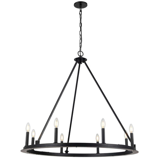 Dainolite Colby 8 Light Chandelier Matte Black Lamp|Lustre Colby de Dainolite avec fini noir mat et 8 ampoules