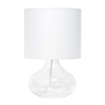 Lampe de table Simple Designs en verre à motif de goutte d'eau, transparente avec abat-jour blanc|Simple Designs Glass Raindrop Table Lamp with Fabric Shade, Clear with White Shade|D21FMOFK