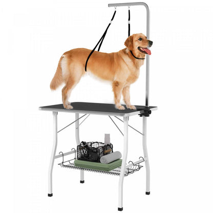 Pawhut Table De Toilettage Pour Chien Avec Bras Réglable, Table De Toilettage Pliable Avec Plateau En Filet, Deux | Pawhut Table De Toilettage Pour Chien Avec Bras Réglable, Table De Toilettage Pliable Avec Plateau E