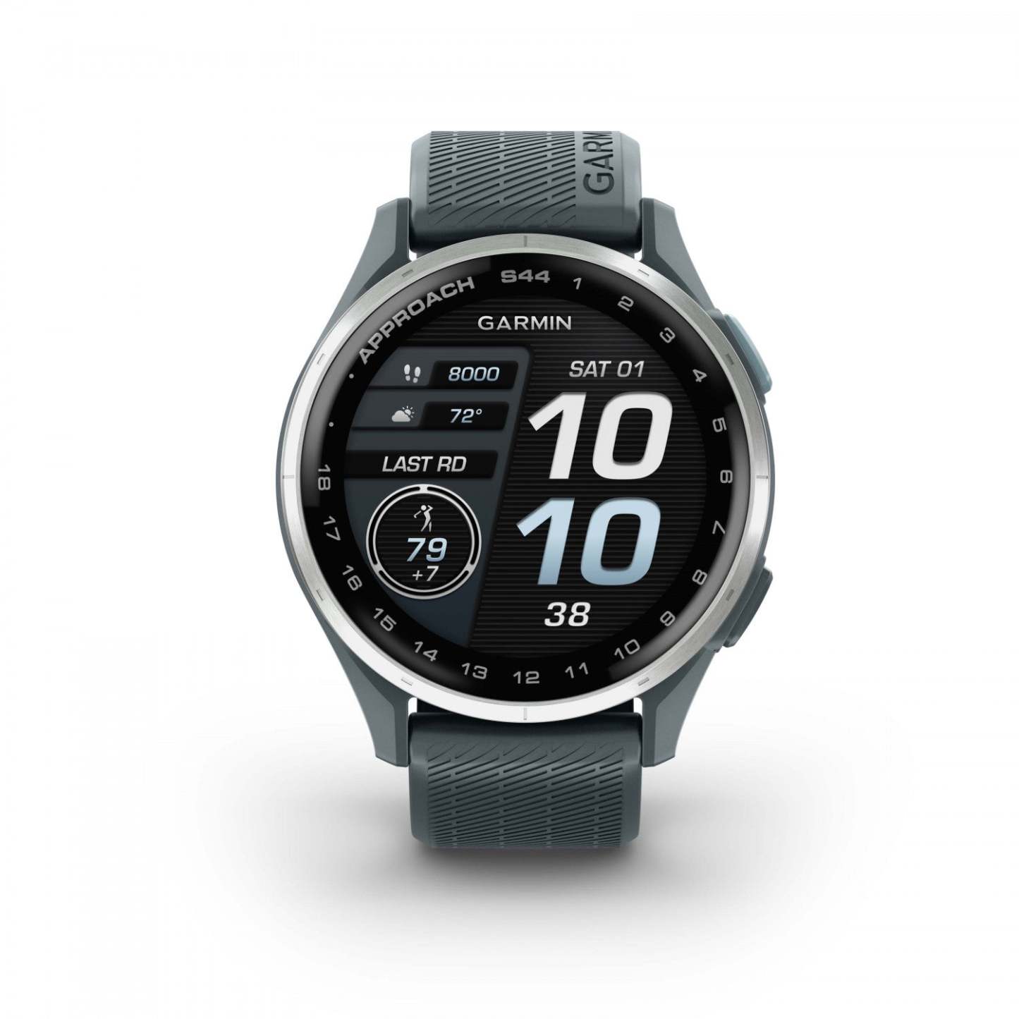 Garmin Approach S44 Amoled Montre Connectée de Golf - GPS, 43 000 Parcours Préchargés | Lunette en Aluminium Argent
