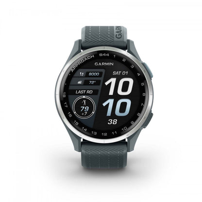 Garmin Approach S44 Amoled Montre Connectée de Golf - GPS, 43 000 Parcours Préchargés | Lunette en Aluminium Argent