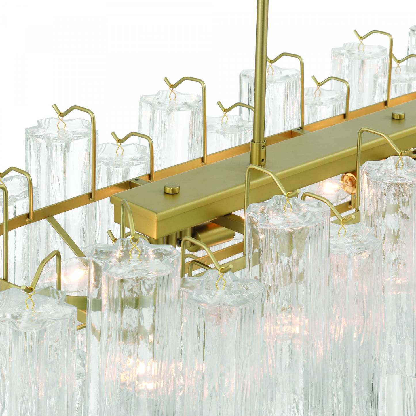 Sophia 16 Light Island, Laiton Avec Verre Incolore De Style Tronchi Lampe | Suspension D'ilot A 16 lampes Sophia, Laiton Avec Verre Incolore De Style Tronchi