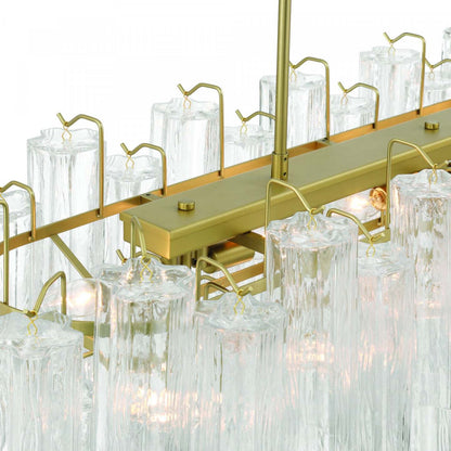 Sophia 16 Light Island, Laiton Avec Verre Incolore De Style Tronchi Lampe | Suspension D'ilot A 16 lampes Sophia, Laiton Avec Verre Incolore De Style Tronchi