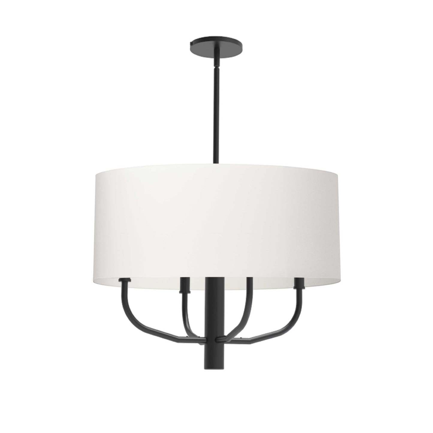 Dainolite Eleanor 4 Light Chandelier Matte Black White Fabric Shade Lamp|Lustre Eleanor de Dainolite avec abat-jour en tissu blanc, fini noir mat et 4 ampoules