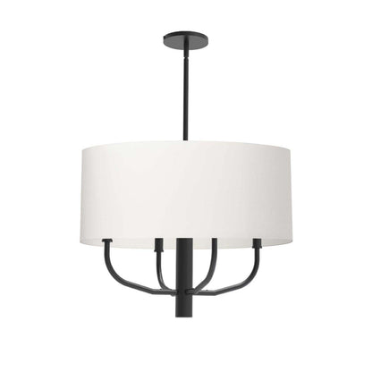 Dainolite Eleanor 4 Light Chandelier Matte Black White Fabric Shade Lamp|Lustre Eleanor de Dainolite avec abat-jour en tissu blanc, fini noir mat et 4 ampoules