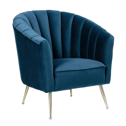 Manhattan Comfort Rosemont Velvet Accent Chair - Blue &amp; Gold|Fauteuil d'appoint Rosemont de Manhattan Comfort en velours - bleu et doré