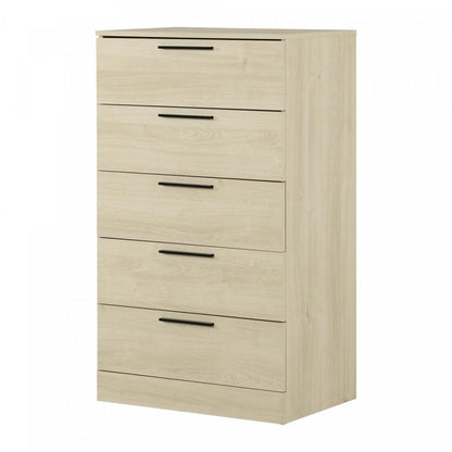 Commode à 5 tiroirs Step One Essential - Chêne blanchi | Commode verticale Step One Essential à 5 ​​tiroirs - chêne blanc