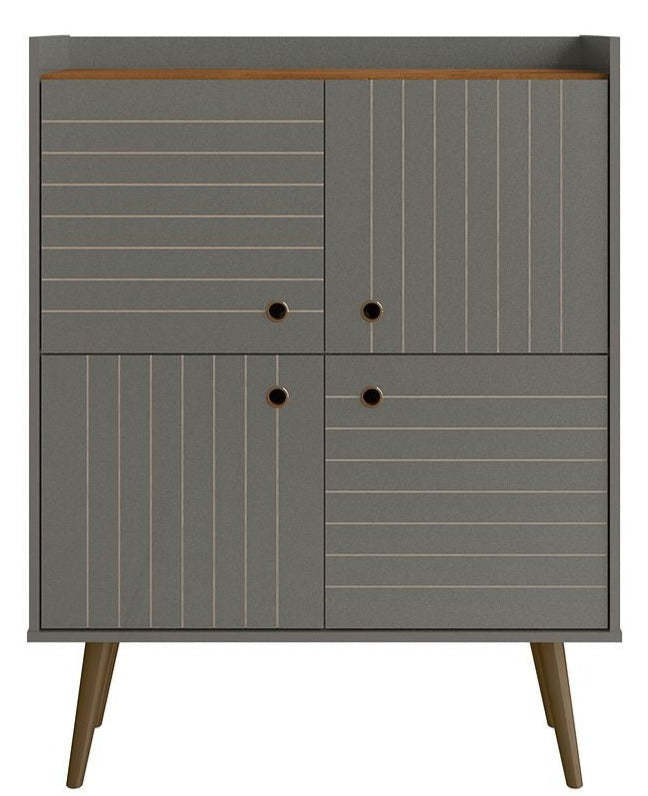 Manhattan Comfort Bogart Mid-Century Modern Accent Cabinet - Grey &amp; Natural|Armoire décorative Bogart de Manhattan Comfort de style moderne du milieu du 20e siècle - grise et naturelle
