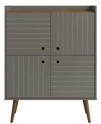 Manhattan Comfort Bogart Mid-Century Modern Accent Cabinet - Grey &amp; Natural|Armoire décorative Bogart de Manhattan Comfort de style moderne du milieu du 20e siècle - grise et naturelle