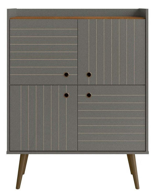 Manhattan Comfort Bogart Mid-Century Modern Accent Cabinet - Grey &amp; Natural|Armoire décorative Bogart de Manhattan Comfort de style moderne du milieu du 20e siècle - grise et naturelle