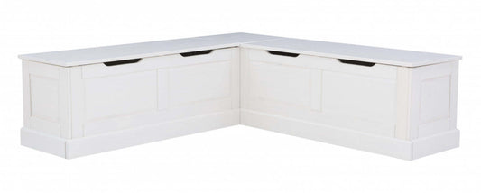 Tobin Dossier Corner Nook Dining Bench - Blanc|Banc de salle à manger en coin Tobin sans dossier - blanc