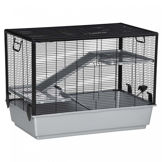 Pawhut Cage à hamsters à 3 niveaux, Cage pour cochons d'Inde, Maison de jeu pour chinchillas d'intérieur avec accessoires alimentaires | Pawhut Cage Petit Animal Habitat Intérieur Cage Pour Cochons D'inde Hamsters Chinchillas, Avec Acces