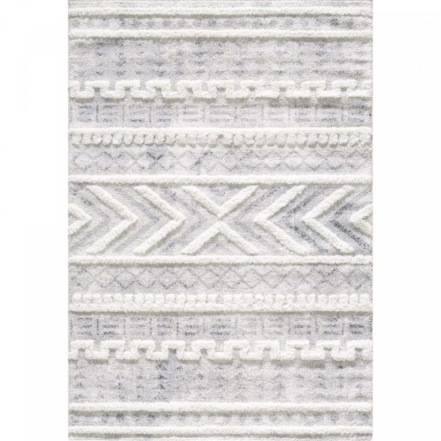 Lola Geo Marocain Cream Shag Area Rug - 6'7 x 9'6|Carpette à poil long Lola crème à motif marocain géométrique - 6 pi 7 po x 9 pi 6 po