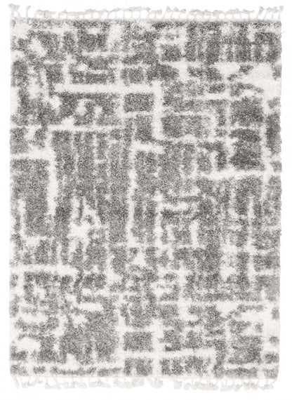 Helma Urban Cream, Dark Grey Shag 6'7 X 9'6 Area Rug|Carpette à poil long Helma Urban gris foncécrème 6 pi 7 po x 9 pi 6 po|D86FZMID