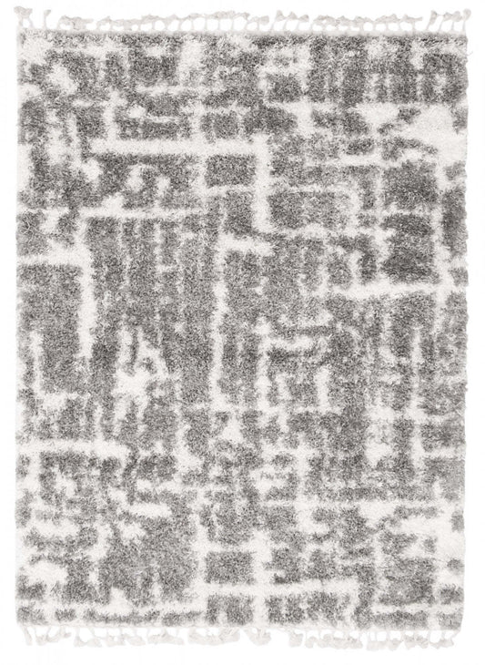 Helma Urban Cream, Dark Grey Shag 6'7 X 9'6 Area Rug|Carpette à poil long Helma Urban gris foncécrème 6 pi 7 po x 9 pi 6 po|D86FZMID