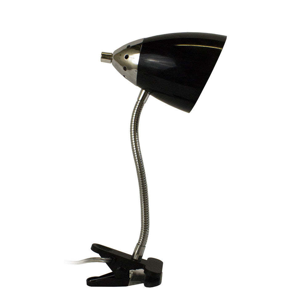 Lampe de bureau/tâche flexible à col de cygne flexible Limelights Flossy - Noir | Lampe à col de cygne flexible à pince Limelights Flossy pour le bureau - noire