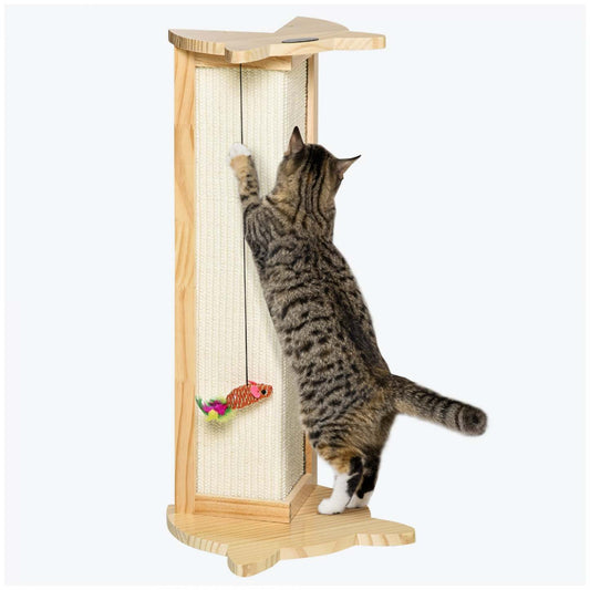 Pawhut Tapis à Gratter en Sisal pour Chat, Tapis à Gratter Mignon avec Jouet Suspendu Amusant, Angle de 90° pour Mur Tabl|Pawhut Tapis à Gratter Pour Chat Tapis A Gratter En Sisal Naturel Gain De Place Jouet Suspendu Haute