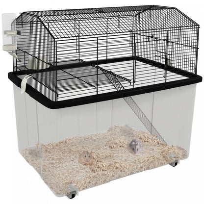 Pawhut Cage Pour Hamster Avec Accessoires, Cage A Rat, Gerbille, Habitat Pour Hamster Nain Avec Fond