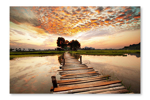 River On Sunset 16x24 : Cadre d'art mural et panneau de tissu | River On Sunset 16 po x 24 po : Cadre d'art mural et panneau de tissu | D44GE43Y