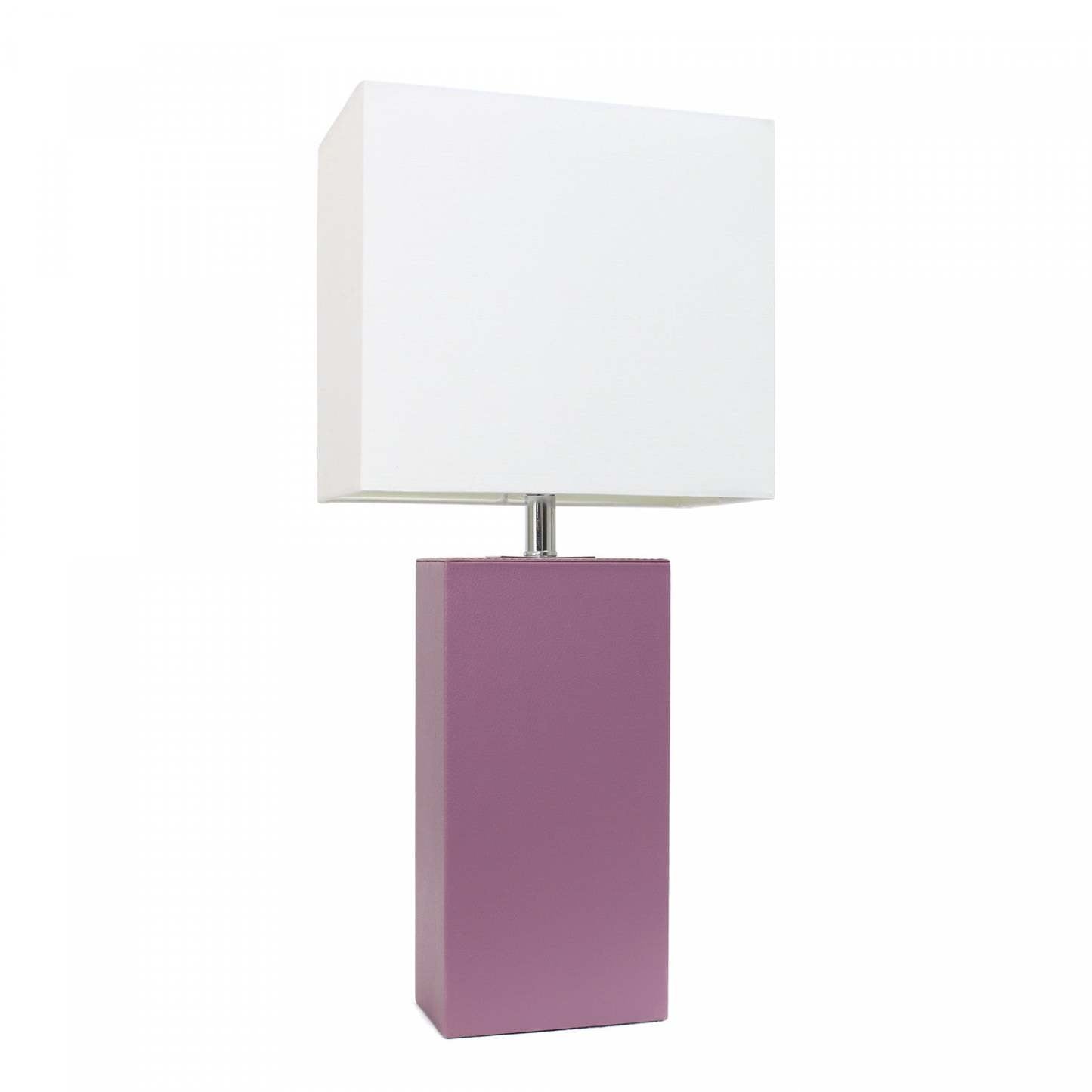 Lampe de table moderne Elegant Designs en cuir avec abat-jour en tissu blanc - Violet | D21X2YEK
