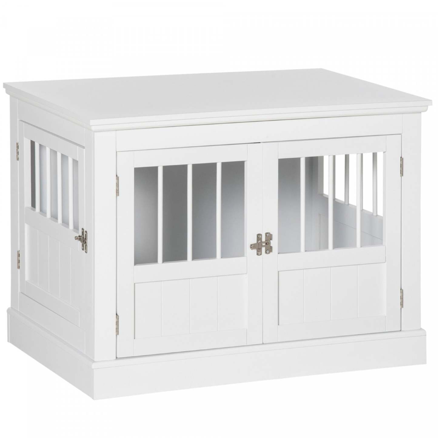 Pawhut Meuble De Cage Pour Chien, 31, Table D'appoint Laterale Avec Trois Portes, Cage D'intérieur