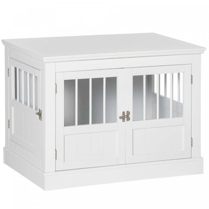 Pawhut Meuble De Cage Pour Chien, 31, Table D'appoint Laterale Avec Trois Portes, Cage D'intérieur