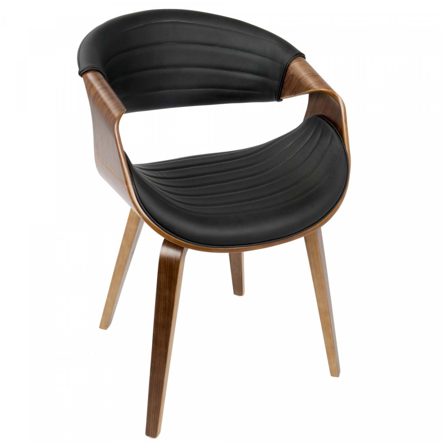 LumiSource Symphony Faux Leather Mid-Century Modern Dining Accent Chair - Walnut/Black|Chaise d'appoint de salle à manger moderne du milieu du 20e siècle Symphony en similicuir - noyer et noir