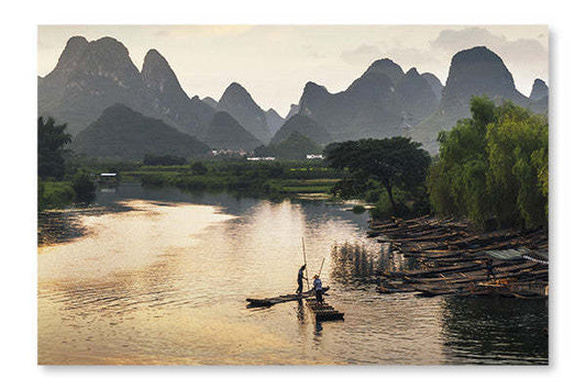 Yangshuo et Guilin en Chine : Cadre mural et panneau en tissu 28 x 42 po | Yangshuo et Guilin en Chine 28 po x 42 po : Cadre d'art mural et panneau en tissu | D44G8MJQ
