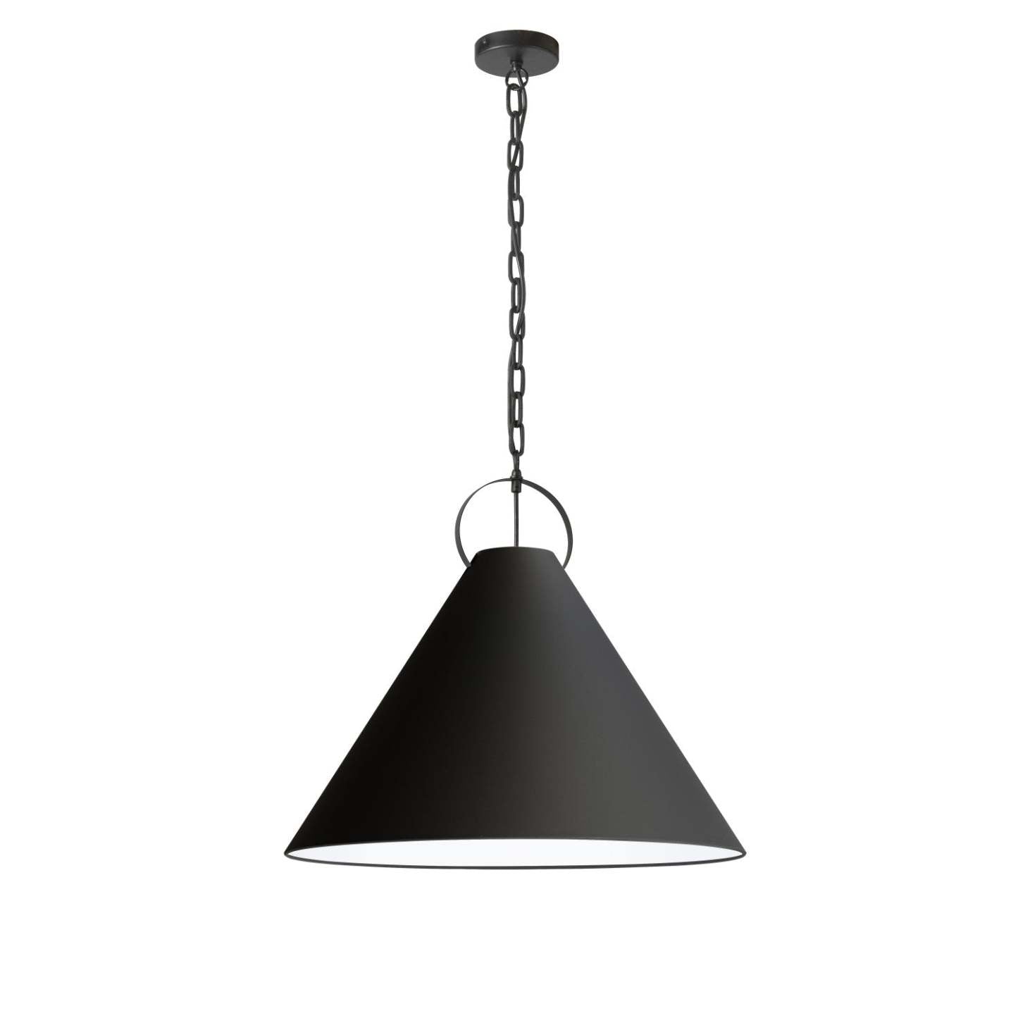 Luminaire suspendu Princeton de Dainolite de 24 po de diamètre avec abat-jour noir, fini noir mat et 1 ampoule