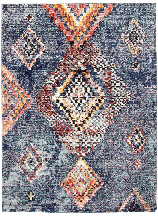 Tapis Makondo Mosaique Bleu - 6'7 x 9'6|Carpette Makondo Mosaique bleu - 6 pi 7 pox 9 pi 6 po| D28G94EC
