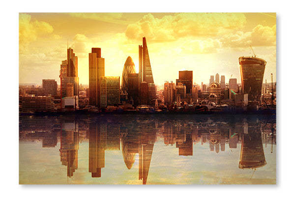Cadre mural et panneau de tissu London Sunset 24x36 | London Sunset 24 po x 36 po : Cadre d'art mural et panneau de tissu | D44GNGTS
