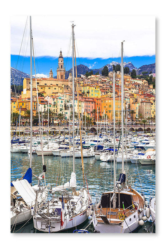 Vacances de luxe dans le sud de la France : Cadre mural et panneau de tissu 28 x 42 po | D44GCCT4