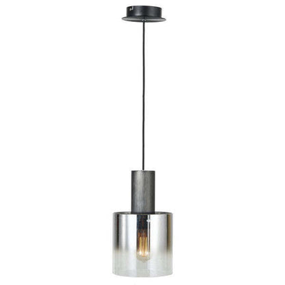 Luminaire suspendu Henley à 1 ampoule noir satiné et verre fumé | Luminaire suspendu Henley en noir satiné et verre fumé à 1 ampoule | D06HLC9Z