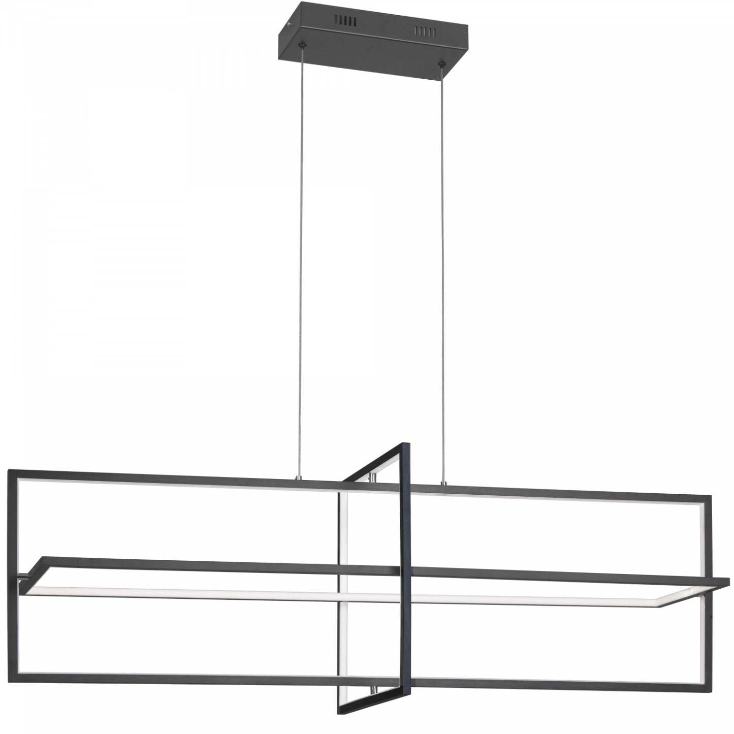 Dainolite Hildegard Horizontal Chandelier 55w Matte Black White Acrylic Diffuser Lamp|Lustre horizontal Hildegard de Dainolite en acrylique blanc qui diffuse la lumière, avec fini noir mat et ampoule de 55 W